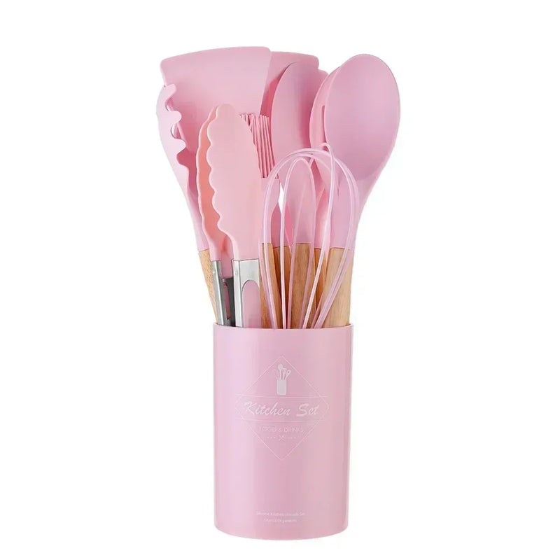 Kit de Utensílios de Cozinha de Silicone com 12 Peças