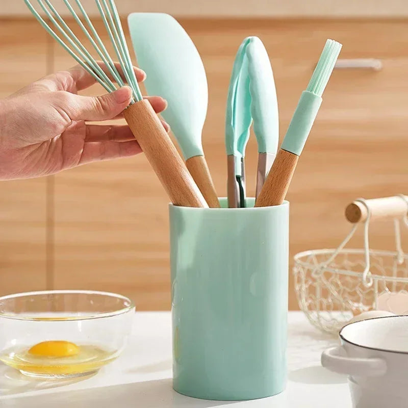 Kit de Utensílios de Cozinha de Silicone com 12 Peças