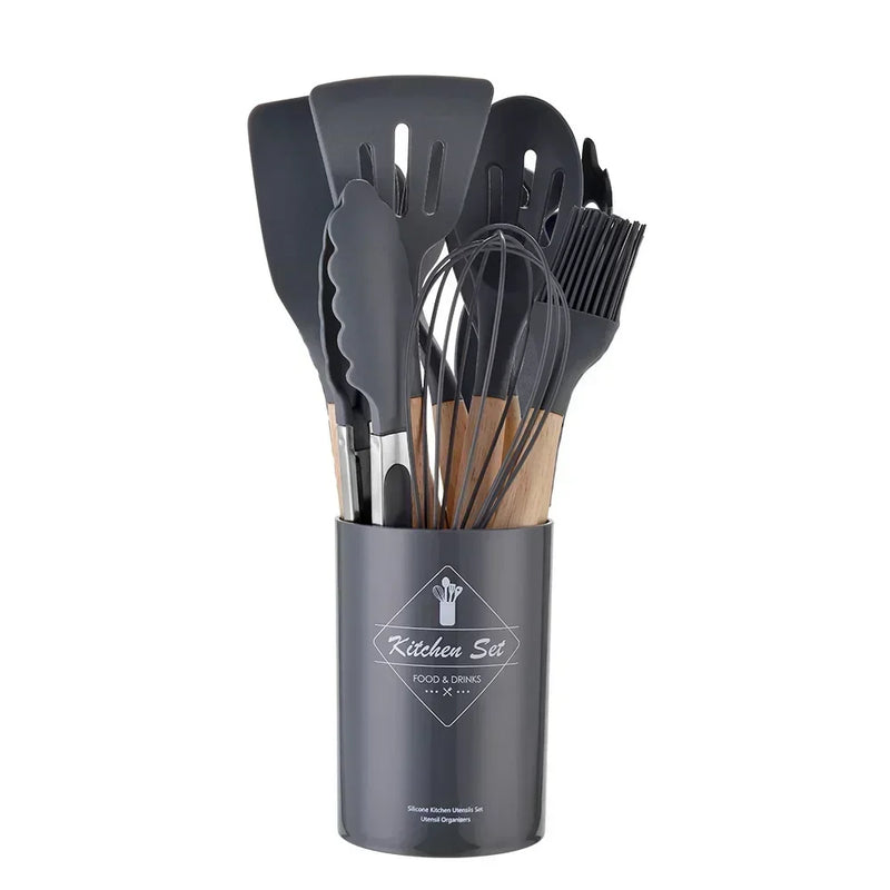 Kit de Utensílios de Cozinha de Silicone com 12 Peças